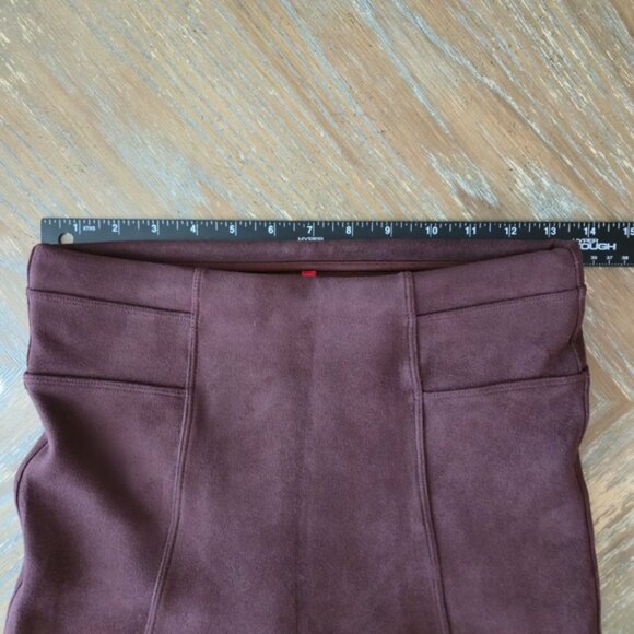 Spanx Faux Suede High-Waisted Leggings Tall Long S Brown Burgundy Soft Luxe - Picture 4 of 11